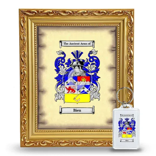 Bien Framed Coat of Arms and Keychain - Gold