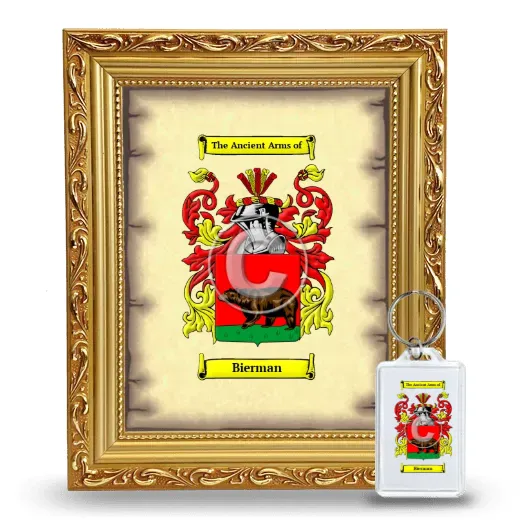 Bierman Framed Coat of Arms and Keychain - Gold