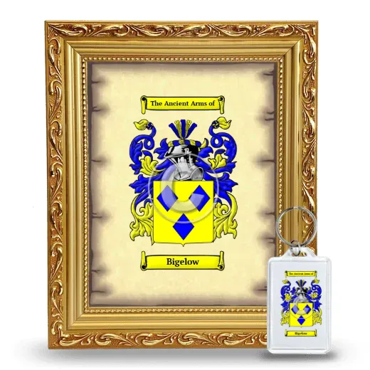 Bigelow Framed Coat of Arms and Keychain - Gold