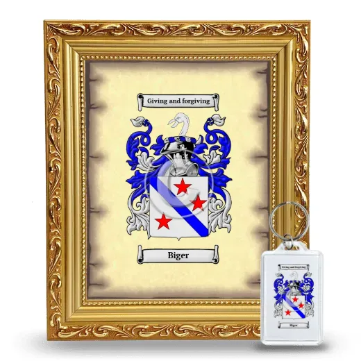 Biger Framed Coat of Arms and Keychain - Gold
