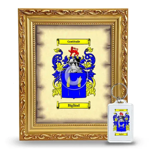 Biglind Framed Coat of Arms and Keychain - Gold
