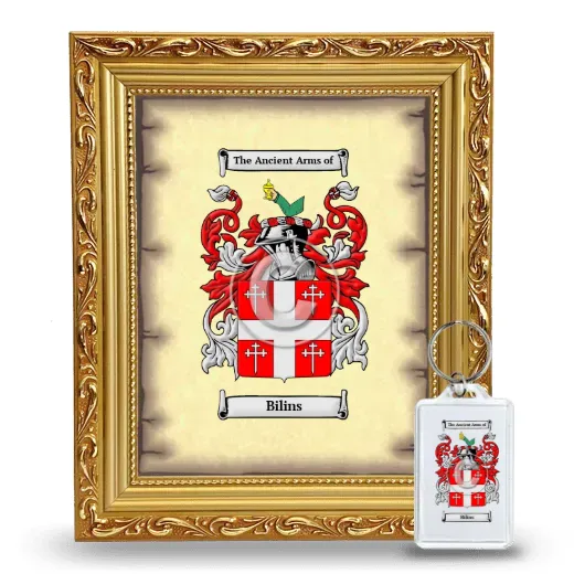 Bilins Framed Coat of Arms and Keychain - Gold