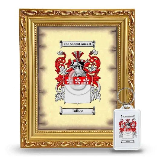 Billiot Framed Coat of Arms and Keychain - Gold