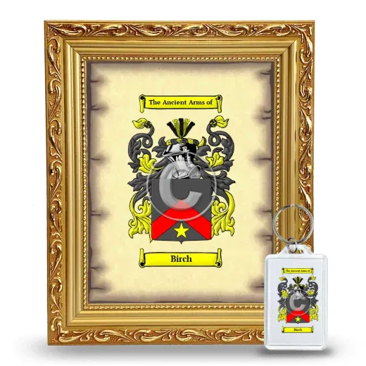 Birch Framed Coat of Arms and Keychain - Gold