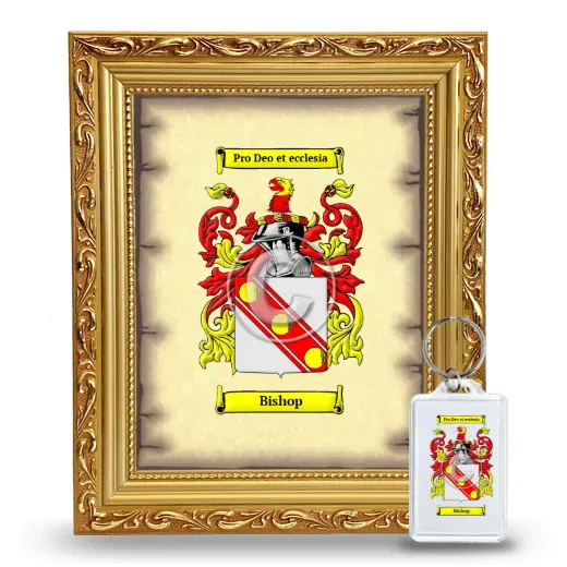 Bishop Framed Coat of Arms and Keychain - Gold