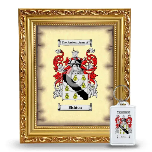 Bishton Framed Coat of Arms and Keychain - Gold