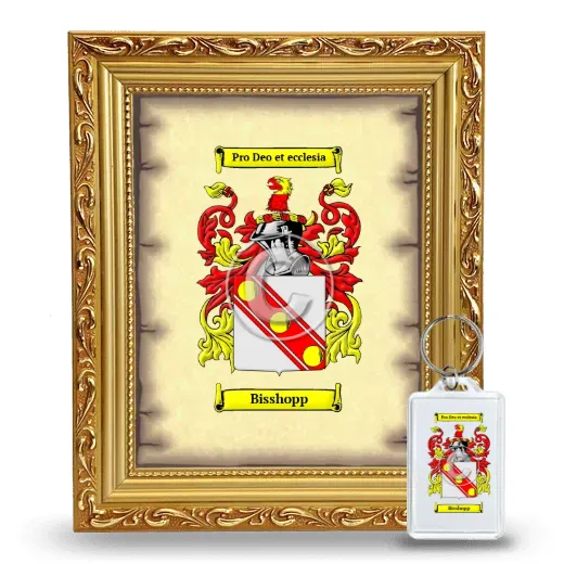 Bisshopp Framed Coat of Arms and Keychain - Gold