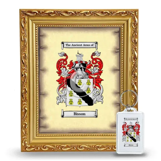 Bisson Framed Coat of Arms and Keychain - Gold