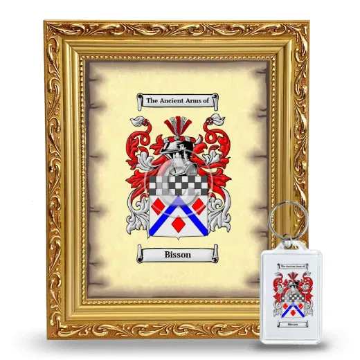 Bisson Framed Coat of Arms and Keychain - Gold