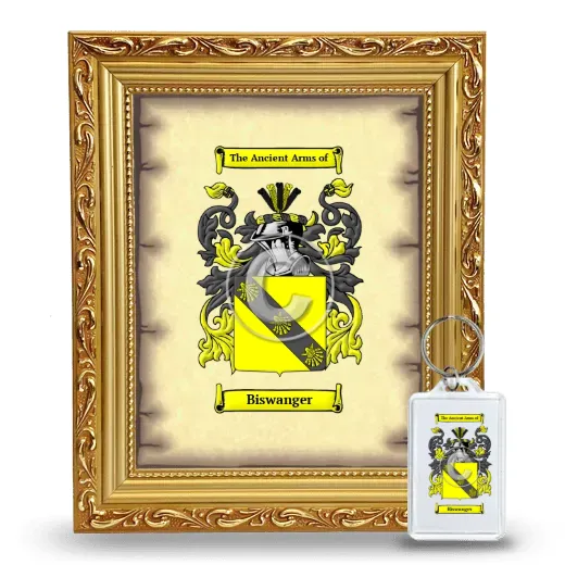 Biswanger Framed Coat of Arms and Keychain - Gold