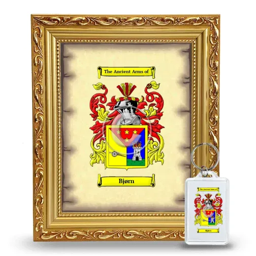 Bjørn Framed Coat of Arms and Keychain - Gold