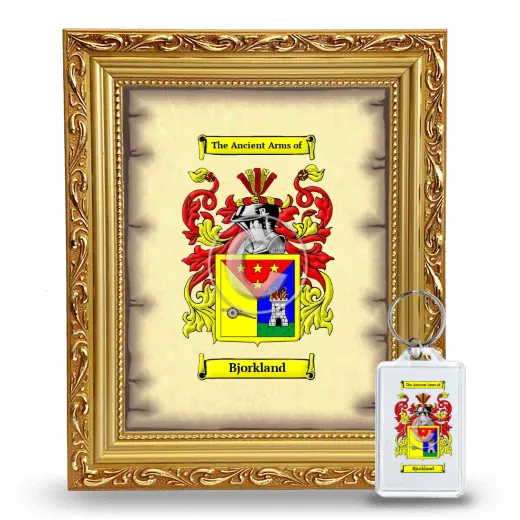Bjorkland Framed Coat of Arms and Keychain - Gold