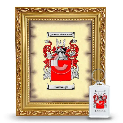 Blachough Framed Coat of Arms and Keychain - Gold