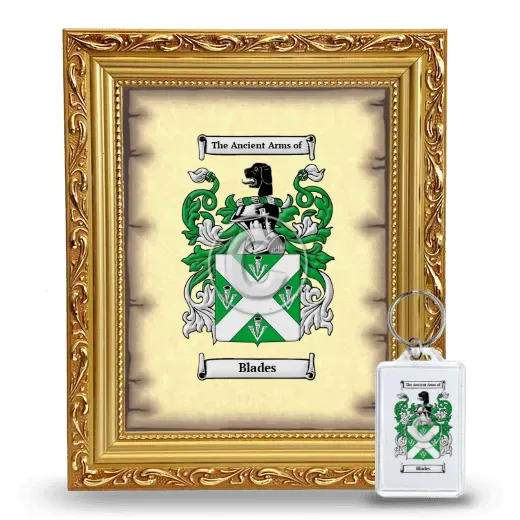 Blades Framed Coat of Arms and Keychain - Gold