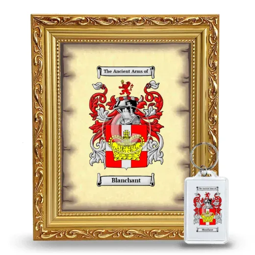 Blanchant Framed Coat of Arms and Keychain - Gold