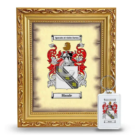 Blande Framed Coat of Arms and Keychain - Gold