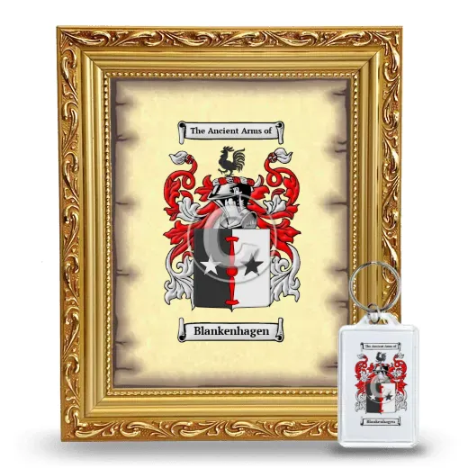 Blankenhagen Framed Coat of Arms and Keychain - Gold