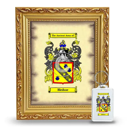 Bledsoe Framed Coat of Arms and Keychain - Gold