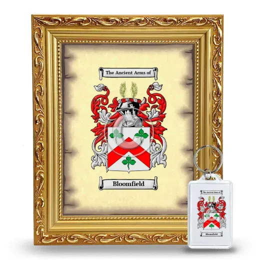 Bloomfield Framed Coat of Arms and Keychain - Gold