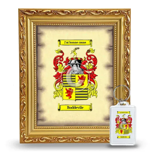 Boddevile Framed Coat of Arms and Keychain - Gold