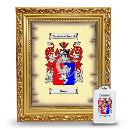 Bona Framed Coat of Arms and Keychain - Gold