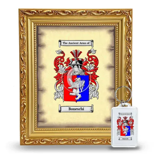 Boneschi Framed Coat of Arms and Keychain - Gold