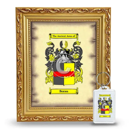 Boran Framed Coat of Arms and Keychain - Gold