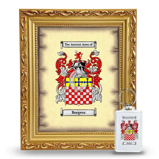 Borgess Framed Coat of Arms and Keychain - Gold
