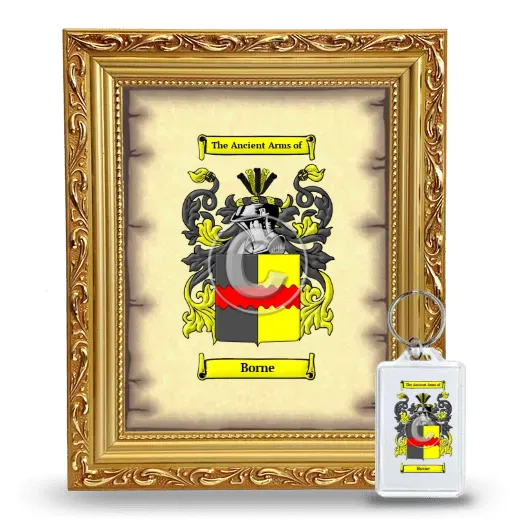 Borne Framed Coat of Arms and Keychain - Gold
