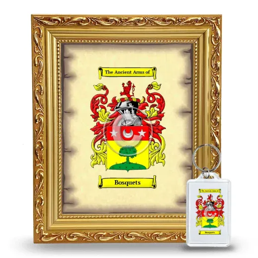 Bosquets Framed Coat of Arms and Keychain - Gold