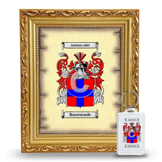 Bosseworde Framed Coat of Arms and Keychain - Gold
