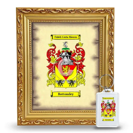 Bottomley Framed Coat of Arms and Keychain - Gold