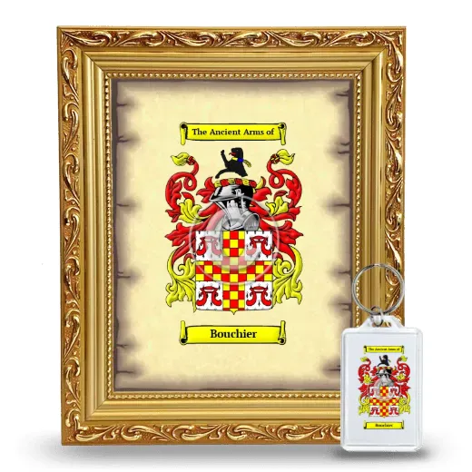 Bouchier Framed Coat of Arms and Keychain - Gold