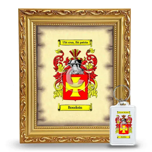 Boudoin Framed Coat of Arms and Keychain - Gold