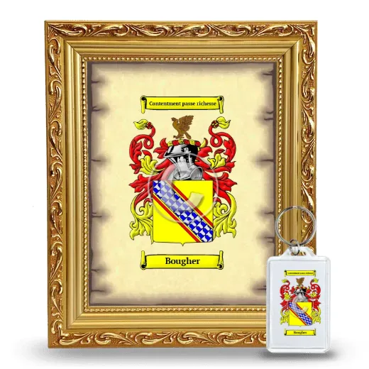 Bougher Framed Coat of Arms and Keychain - Gold