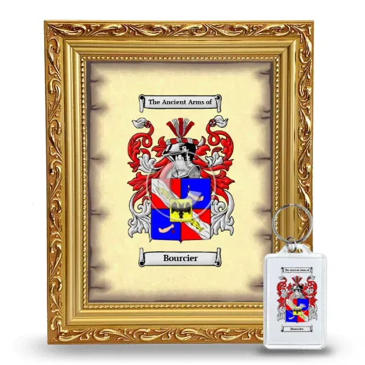 Bourcier Framed Coat of Arms and Keychain - Gold