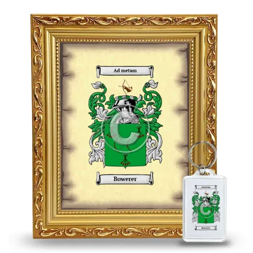 Bowerer Framed Coat of Arms and Keychain - Gold