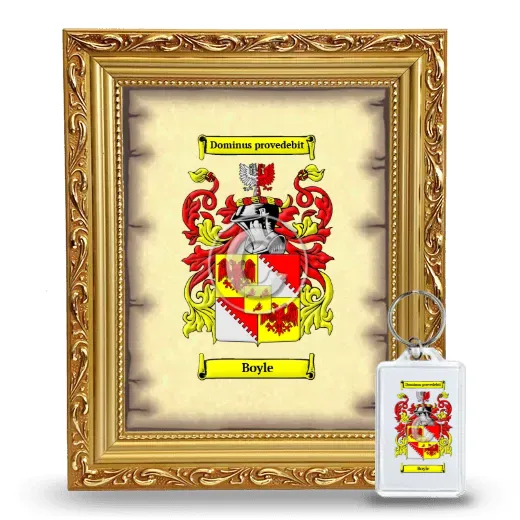 Boyle Framed Coat of Arms and Keychain - Gold