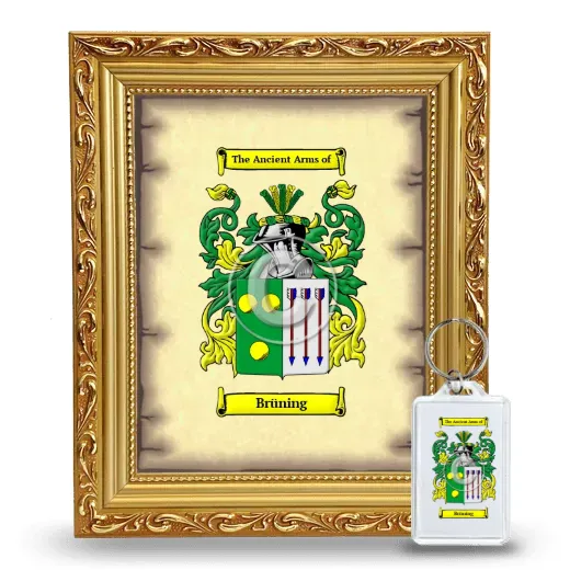 Brüning Framed Coat of Arms and Keychain - Gold
