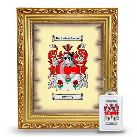 Bramly Framed Coat of Arms and Keychain - Gold