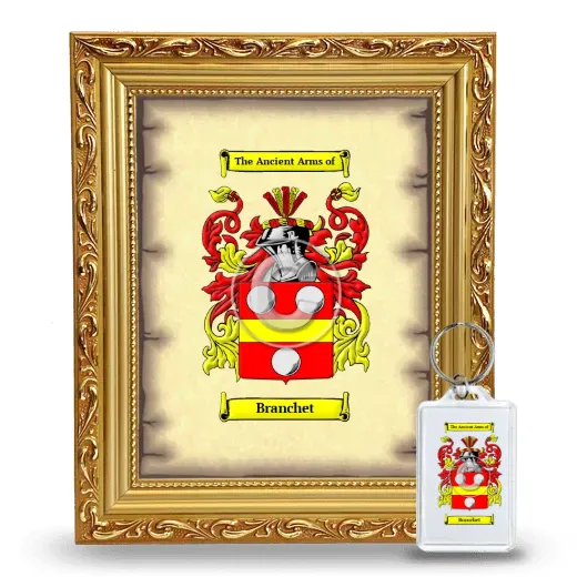 Branchet Framed Coat of Arms and Keychain - Gold