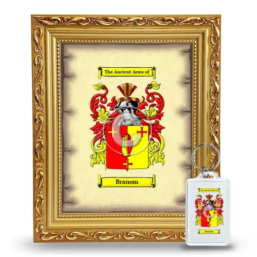 Branom Framed Coat of Arms and Keychain - Gold