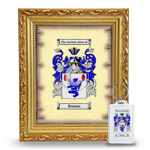 Branon Framed Coat of Arms and Keychain - Gold