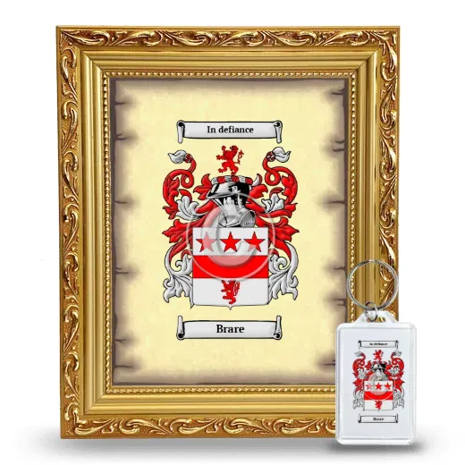 Brare Framed Coat of Arms and Keychain - Gold