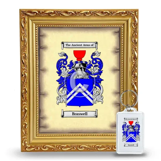 Braswell Framed Coat of Arms and Keychain - Gold