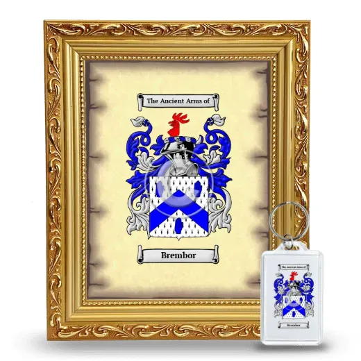 Brembor Framed Coat of Arms and Keychain - Gold