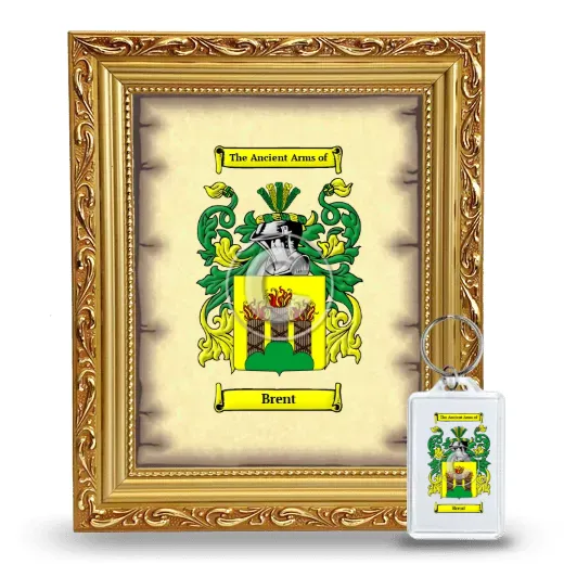 Brent Framed Coat of Arms and Keychain - Gold