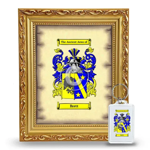Brett Framed Coat of Arms and Keychain - Gold