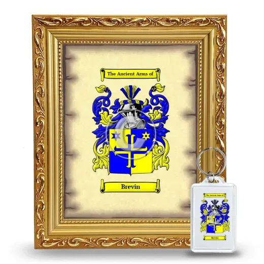 Brevin Framed Coat of Arms and Keychain - Gold