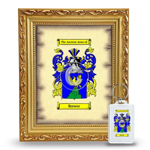 Brewer Framed Coat of Arms and Keychain - Gold